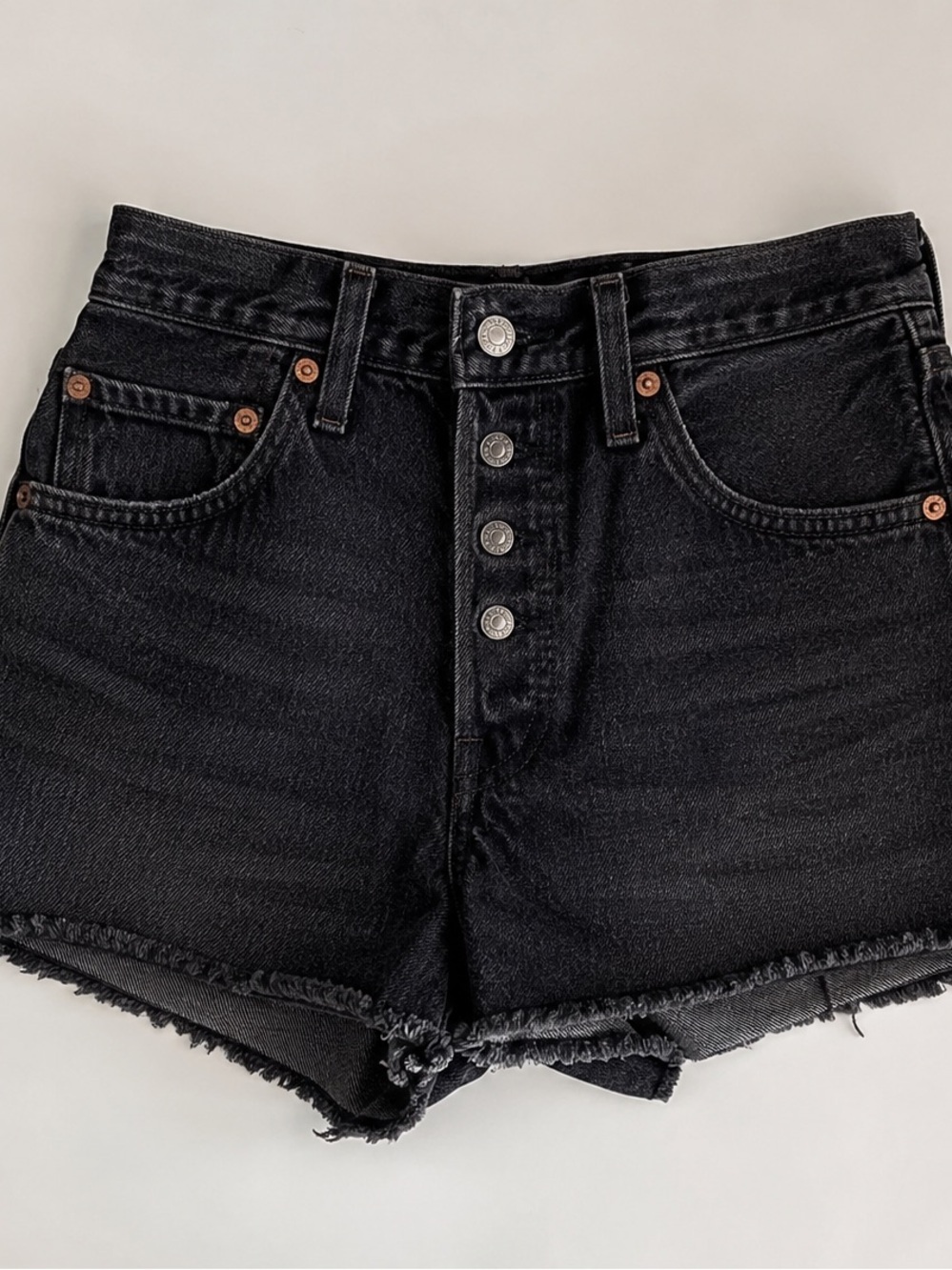 Levi's Black High-Rise Button-Fly Denim Shorts